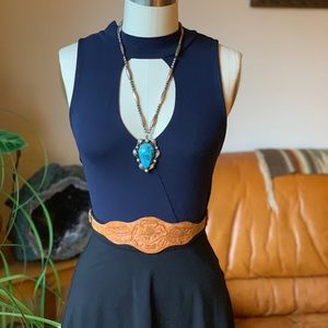 Navy blue eyelet tank